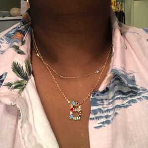 Multicolored CZ Initial necklace “B”